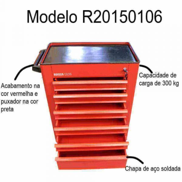 Carro de Ferramentas com 6 Gavetas R20150106 Red Gedore