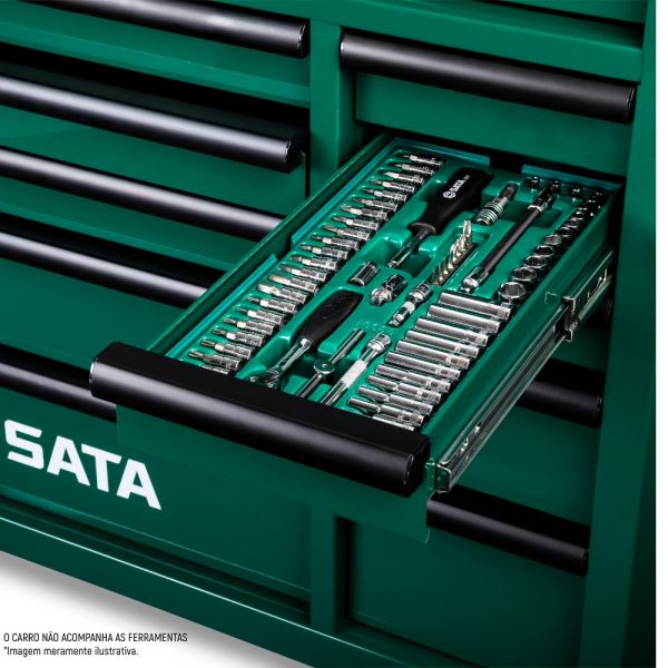 Carro para Ferramentas Profissionais com 11 Gavetas Verde ST95114G Sata