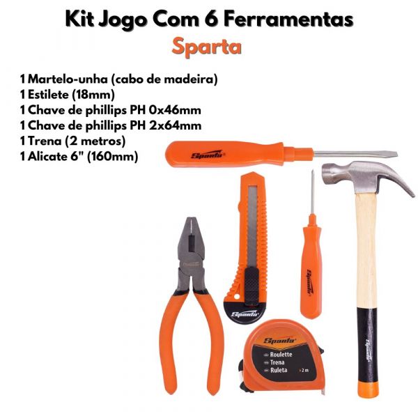 Kit Jogo Com 6 Ferramentas Sparta