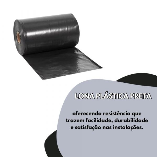 1 Metro Lona Plástica Preta 50 MIC 4x1M Lonax