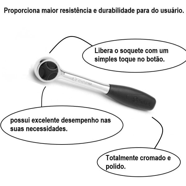 Catraca Cabeça Redonda 3/8” Sata