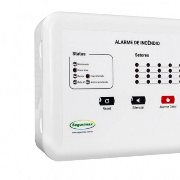 Central de Alarme de Incêndio Convencional 24 Setores 12V com Bateria Inclusa Segurimax