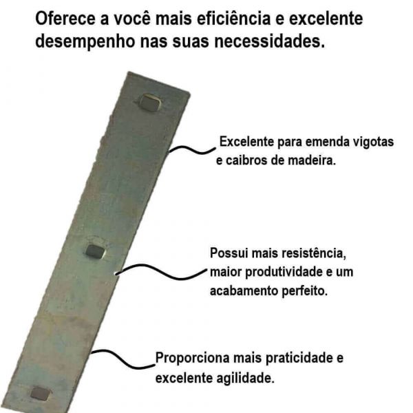 Chapa Para Emenda Galvanizada 1.1/2X3/16X40cm JG Industria