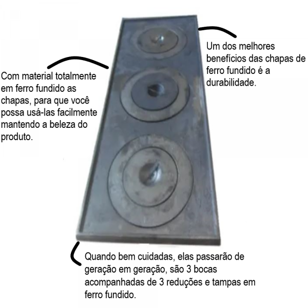 Chapa para Fogão 3 furos com Redução Completa Santa Barbara