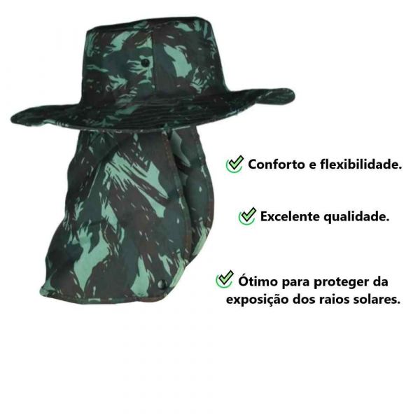 Chapeu De Pano Camuflado Verde