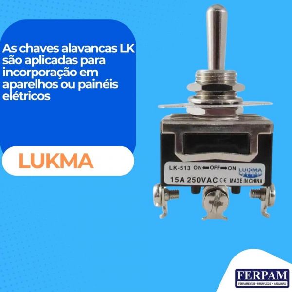 Chave Alavanca LK-513 Liga Desliga 3 Polos Lukma