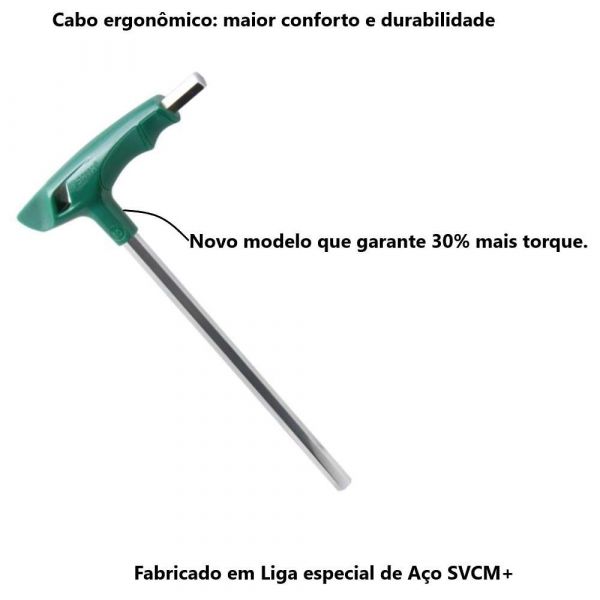 Chave Allen Hexagonal Cabo T 8mm Sata