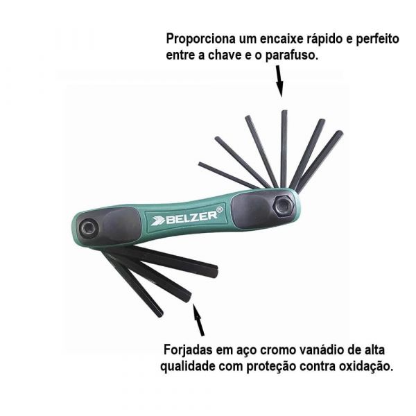 Jogo de Chave Allen Tipo Canivete 9 Peças Belzer