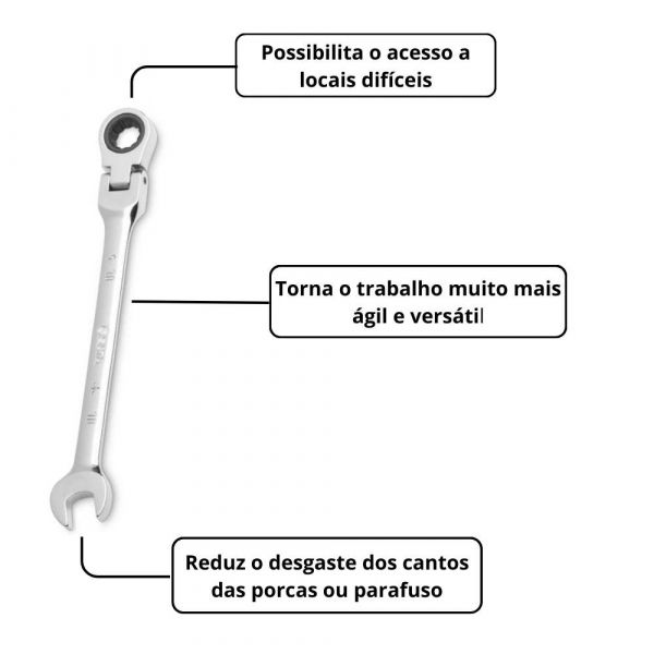 Chave Combinada Catraca Cabeça Flexível 10mm Sata
