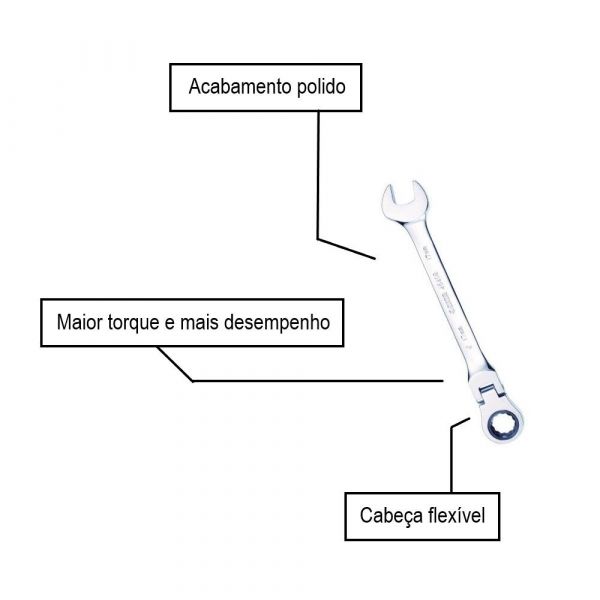 Chave Combinada Catraca Cabeça Flexível 11mm Sata