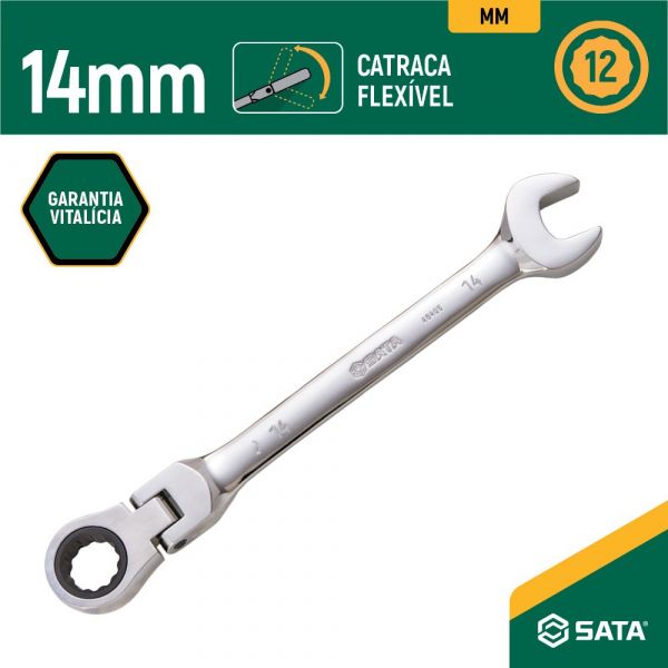 Chave Combinada Catraca Cabeça Flexível 14mm Sata 