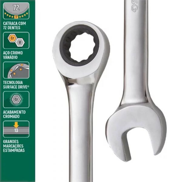 Chave Combinada Catraca Reversível De 13mm Sata 