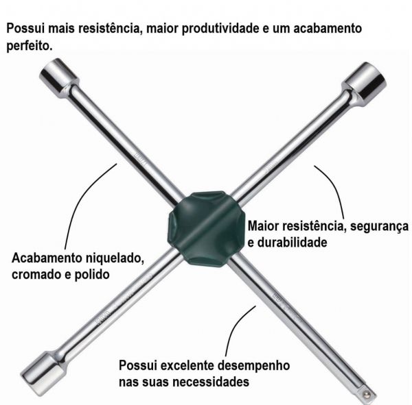 Chave De Roda Tipo Cruz 1/2” 17-19-21 mm Sata