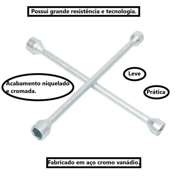 Chave de Roda tipo Cruz 17x19x21x22 Kraucher
