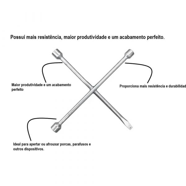 Chave De Roda Tipo cruz Bocas 17x19x21mm E 1 Espátula Eda Importador