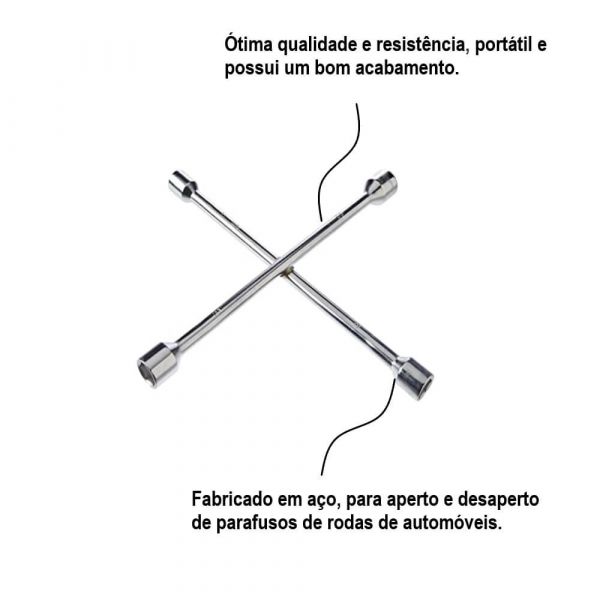 Chave De Roda Tipo Cruz 17x19x21x23mm Eda Importadora