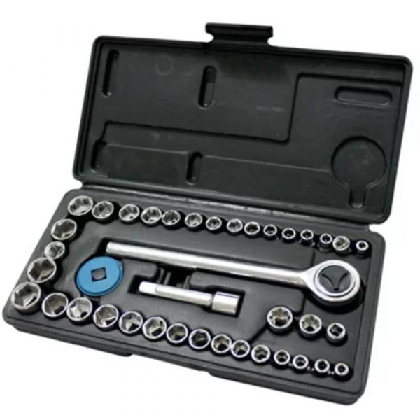 Jogo de Soquete Sextavado Com Chave Catraca 40 Peças Fertak