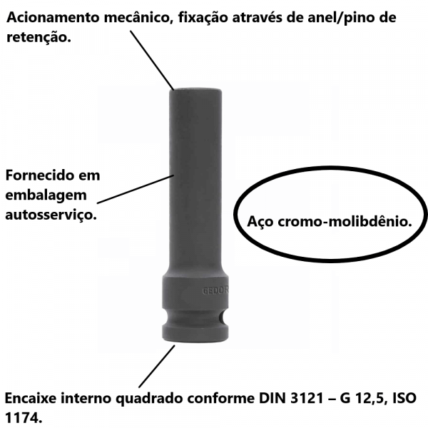 Chave Soquete de Impacto Longo 1/2