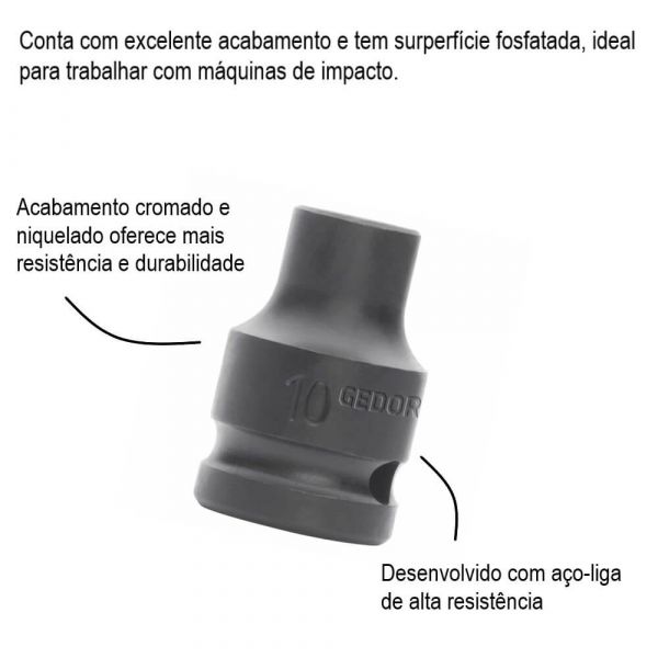 Chave Soquete de Impacto Sextavado 1/2”x21mm Gedore Red