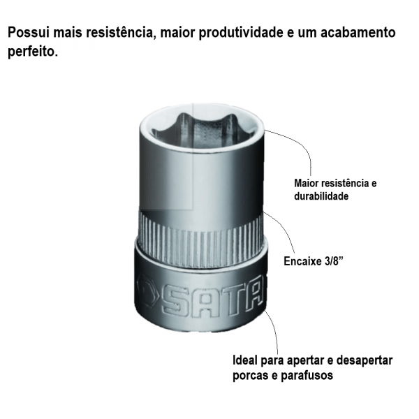 Chave Soquete Sextavado 3/8” X 7mmSata
