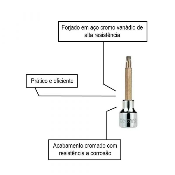 Chave Soquete Torx Longa 1/2
