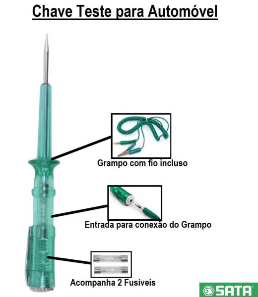 Chave de Teste para Automóvel 6V 12V 24V Sata
