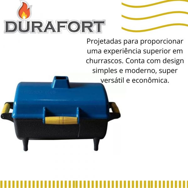 Churrasqueira Gold De Alumínio Com Tampa Azul Durafort