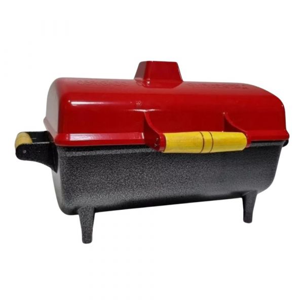 Churrasqueira Portátil Vermelha Bafo Gold Com Tampa Durafort