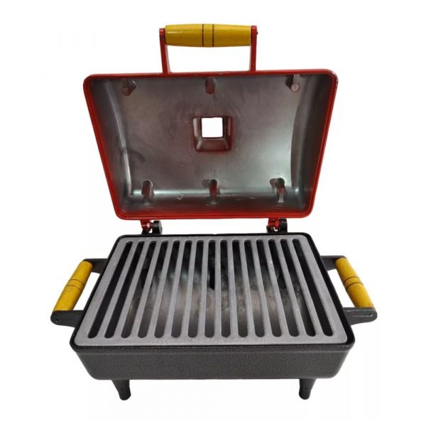 Churrasqueira Portátil Vermelha Bafo Gold Com Tampa Durafort