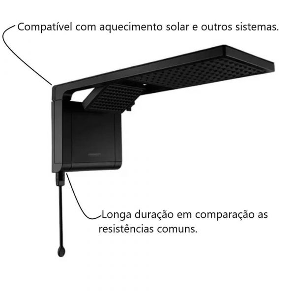 Chuveiro Elétrico Acqua Duo 220v 6800w Preto Fosco Lorenzetti