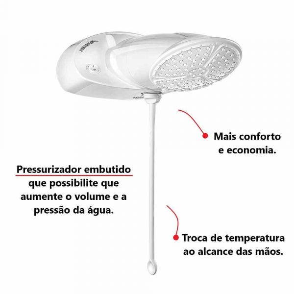 Chuveiro Turbo Multitemperaturas Top Jet Branco 6400W Lorenzetti