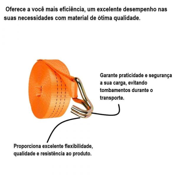 Cinta Amarração De Carga 5 Toneladas 5 Metros Sem Catraca Robustec
