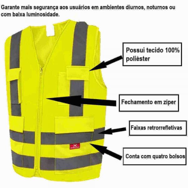 Colete Refletivo Amarelo Tamanho XG Steelflex