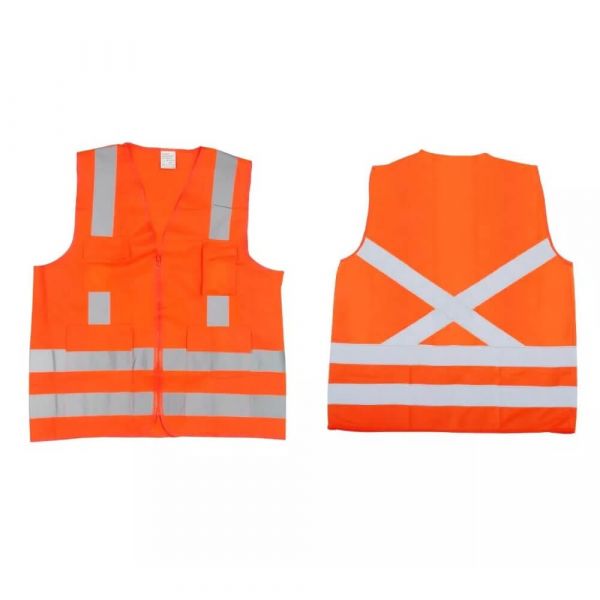 Colete Refletivo Laranja Com Quatro Bolsos Tamanho G Emely