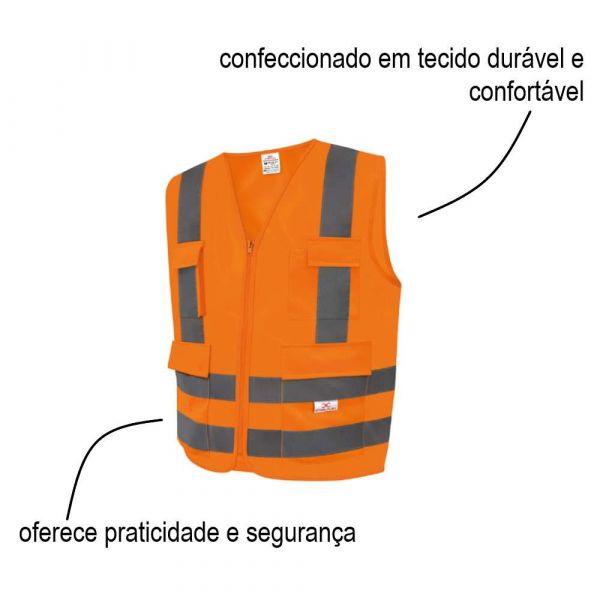 Colete Refletivo Laranja Tamanho G Steelflex