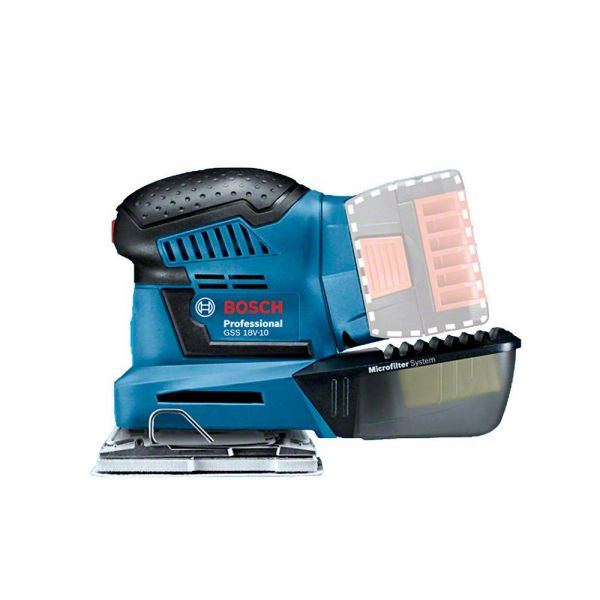 Lixadeira orbital à bateria Bosch GSS 18V-10, 18V SB, 2 lixas