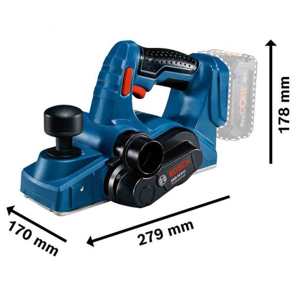 Plaina Bosch à Bateria GHO 18V-LI, 18V, sem Bateria e sem Carregador, em Maleta plástica