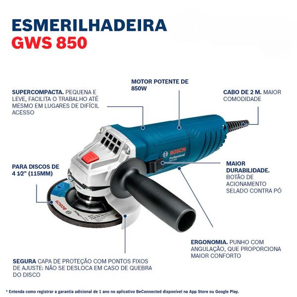 Combo Furadeira GSB 550 + Esmerilhadeira GWS 850 Bosch