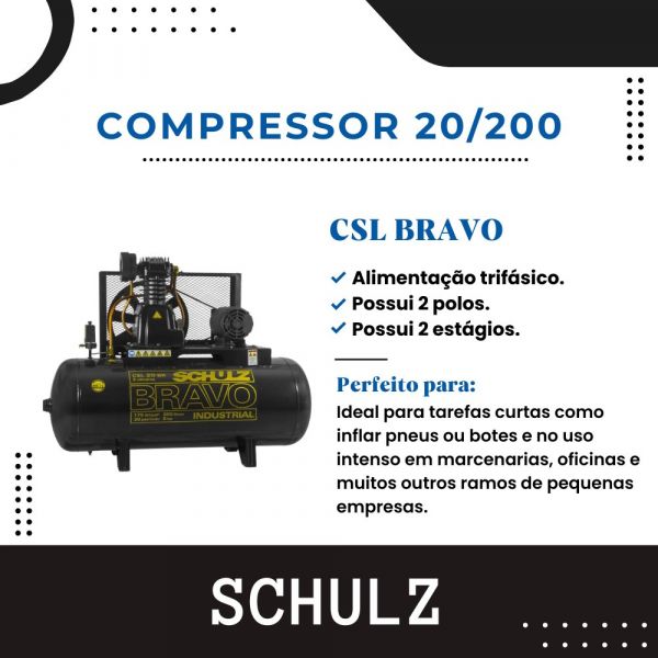 Compressor 15/200 CSL Bravo Monofásica Schulz