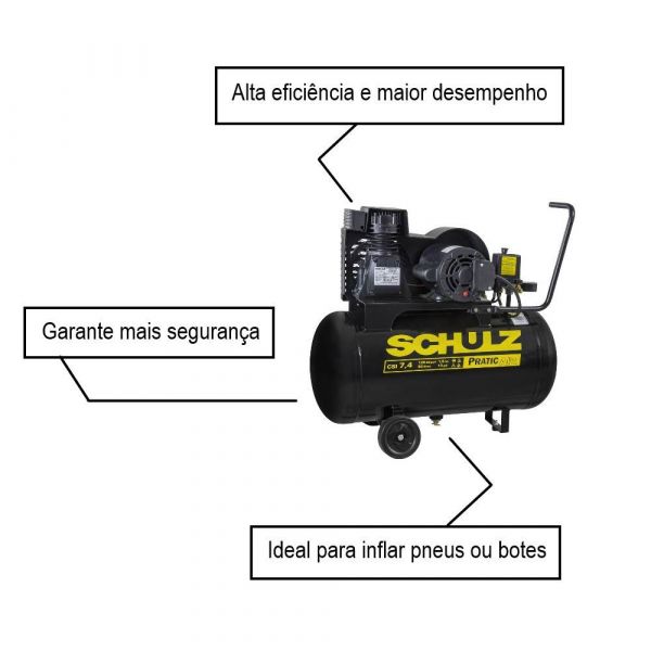 Compressor de Ar Pratic Air CSI 7,4/50 Monofásico 1,5CV Schulz