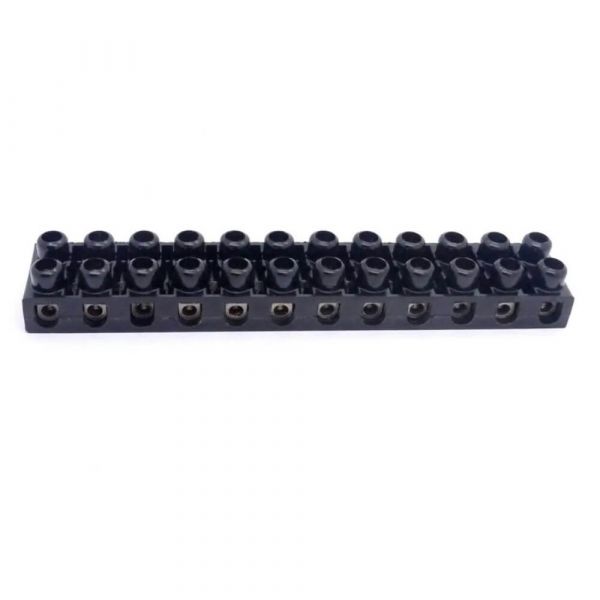 Conector Barra 6mm Com 12 Polos Preto Lukma