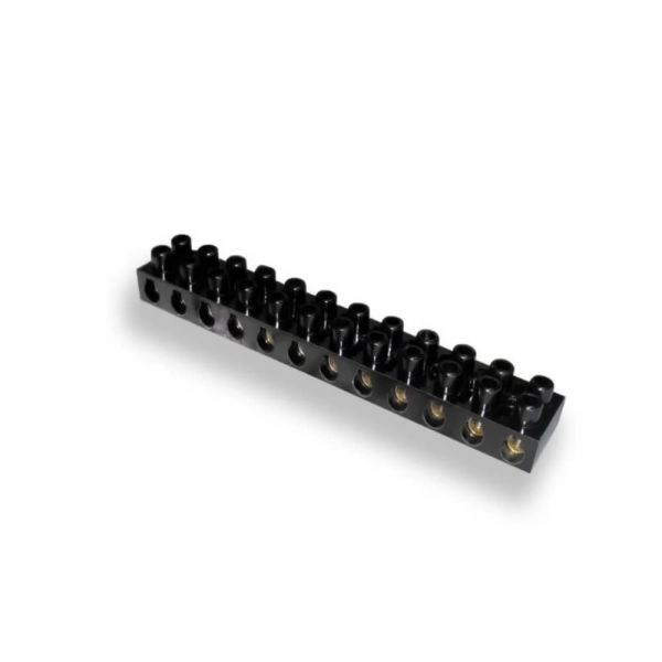 Conector Barra 6mm Com 12 Polos Preto Lukma