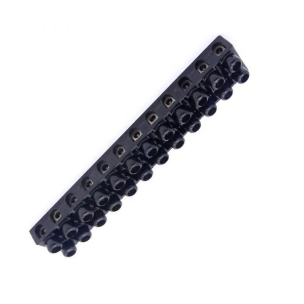 Conector Barra 6mm Com 12 Polos Preto Lukma