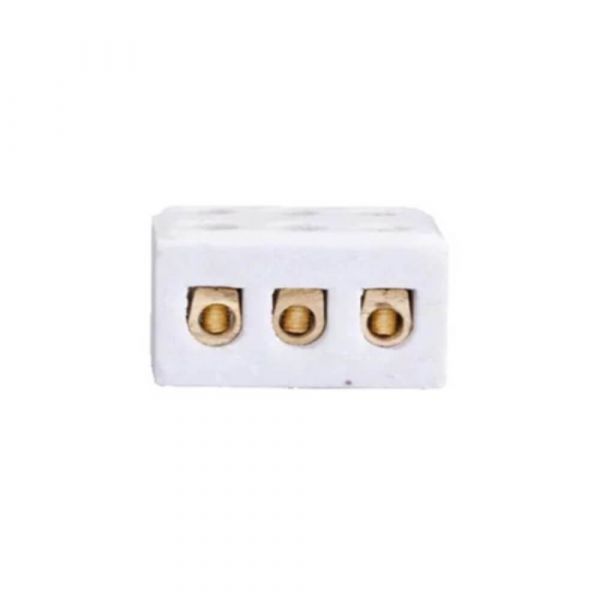 Conector Borne Porcelana 3 P 10mm 50 A Branco Decorlux