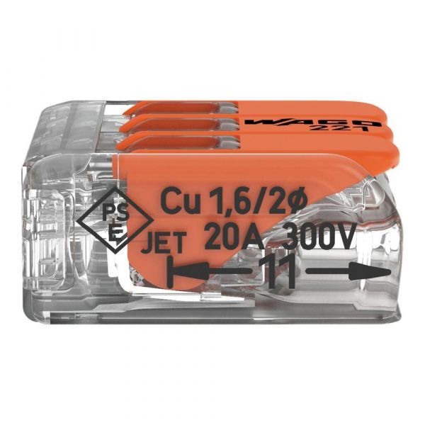 Conector de Emenda 2 Polos 221-413 de até 4mm² Wago