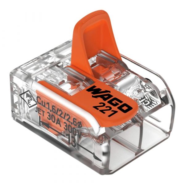 Conector de Emenda 2 Polos 221-612 de até 6mm² Wago