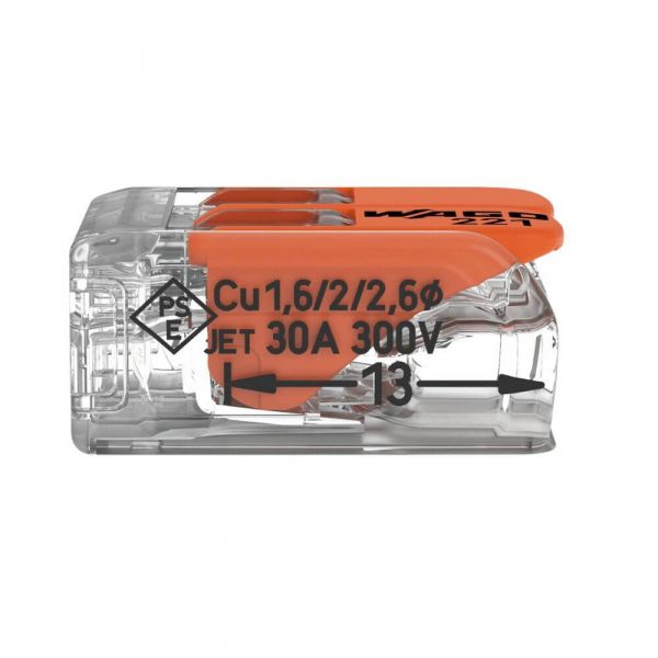 Conector de Emenda 2 Polos 3 Peças 221-615 0,5-6,0MM² Wago