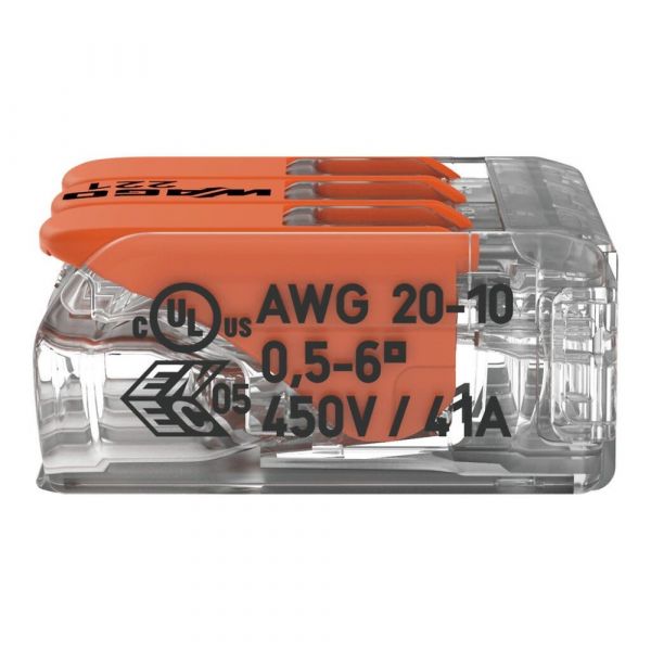 Conector de Emenda 3 Polos 221-613 de até 6mm² Wago