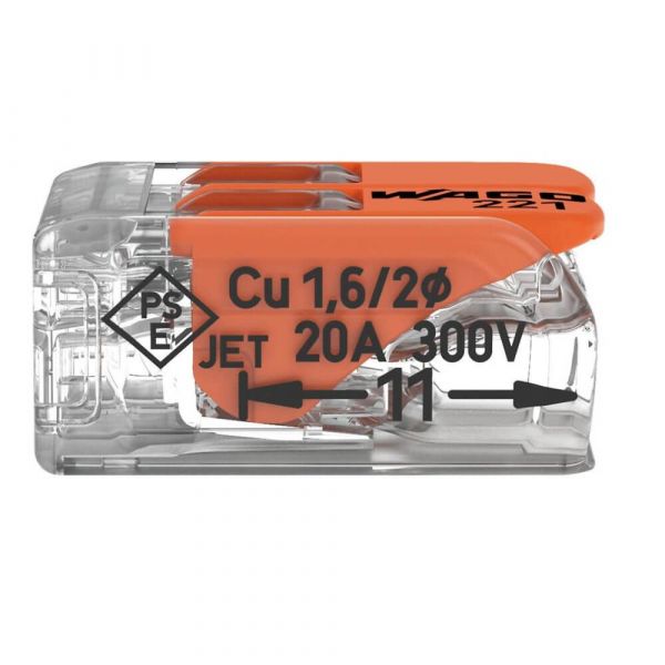 Conector de Emenda 2 Polos 221-412 0,14-4,0mm² Wago