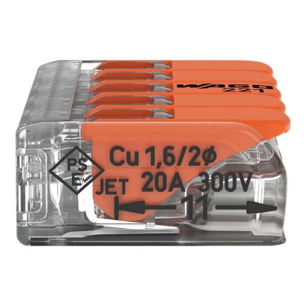 Conector de Emenda 5 Polos 221-415 de até 4mm² Wago